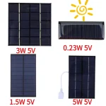Chargeur de panneau solaire portable, cellules photovoltaïques pour lumière solaire, batterie 3.7V, chargeur de téléphone 3-5V, 3W, 5V
