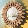 Miroir mural décoratif soleil bois sculpté rond… – vue 3