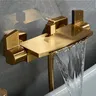 Ensemble bain douche mural doré brossé laiton gris… – vue 5