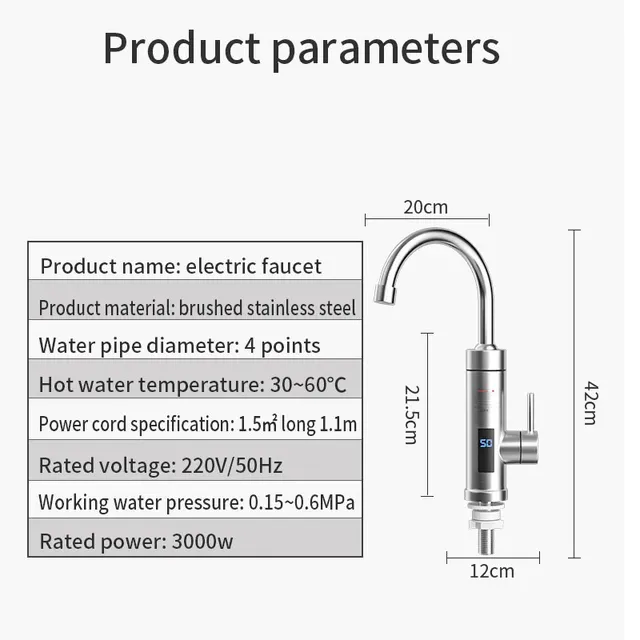 Robinet mitigeur chauffe eau instantané inox brossé col… – vue 6