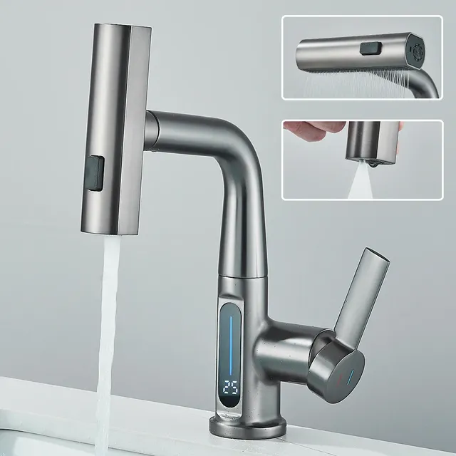 Mitigeur monotrou inox brossé bec coudé douchette… – vue 2