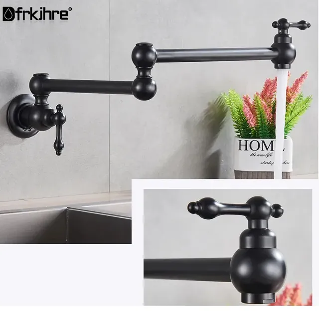 Robinet mural cuisine bras articulé double pivot noir… – vue 2