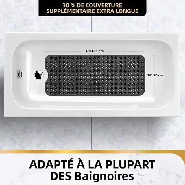 Tapis de baignoire Extra Long antidérapant 40x16 pouces – vue 2