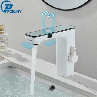 Robinet de lavabo à capteur intelligent blanc