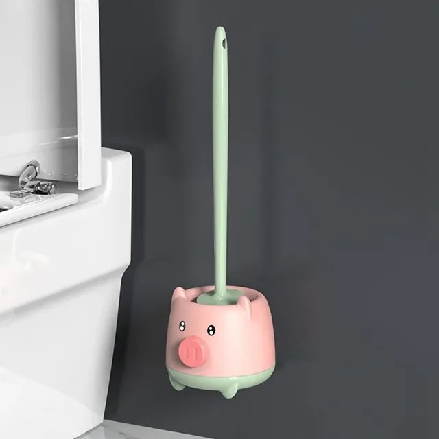 Brosse toilette compacte support mural rose vert… – vue 2