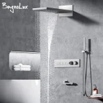 Robinet de douche, boîte encastrée, contrôle au plafond, système de mélangeur de douche à pluie, pomme de douche cascade à haut débit, robinet thermostatique