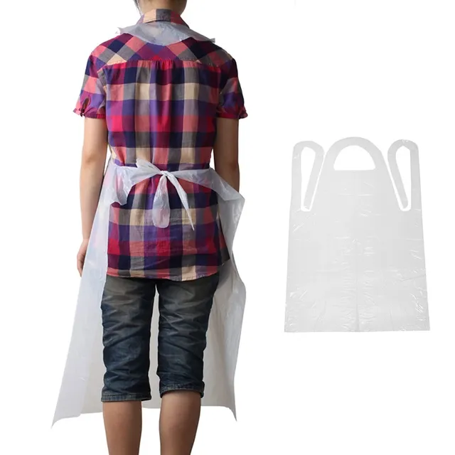 Tabliers jetables en plastique blanc – vue 3