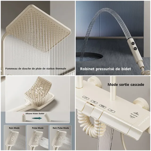 Système de douche cascade blanc lait pour salle de bains… – vue 4