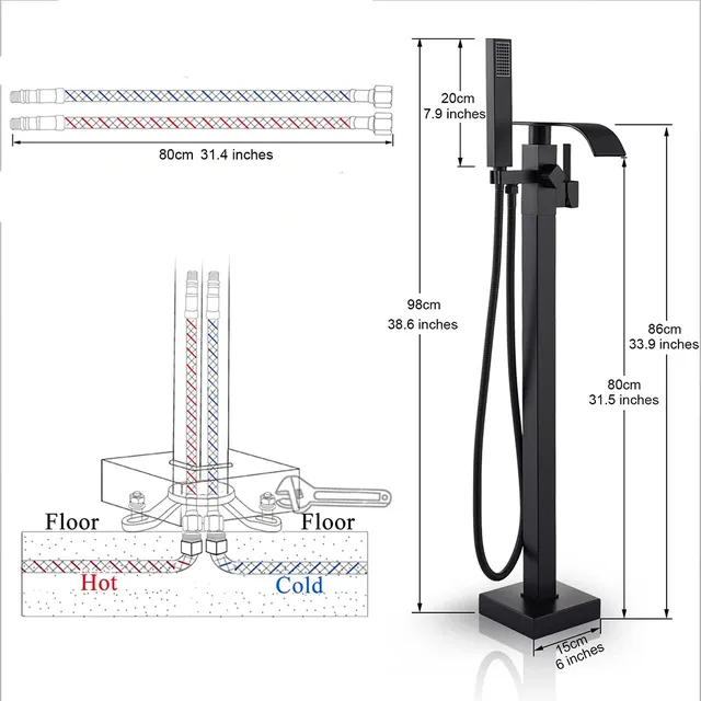 Robinet sur pied baignoire douche sol monté baignoire… – vue 4