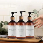 Distributeur de bouteilles de shampoing et de revitalisant de 500ml, paquet de 3 bouteilles distributrices de savon et de shampoing avec pompe, récipient de douche pour revitalisant