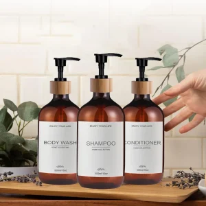 Distributeur de bouteilles de shampoing et de revitalisant de 500ml, paquet de 3 bouteilles distributrices de savon et de shampoing avec pompe, récipient de douche pour revitalisant