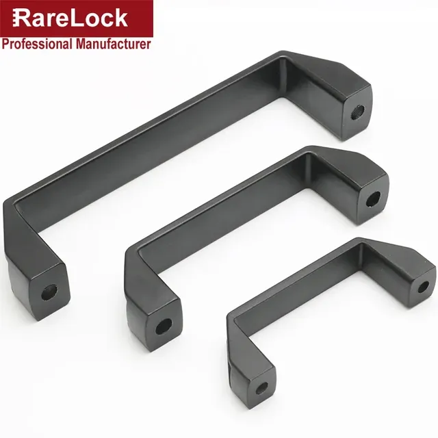 Bouton de poignée de porte d'armoire en métal noir pour… – vue 2