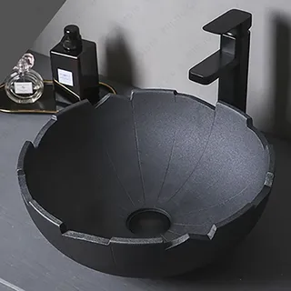 Évier de Lavabo en Céramique Noire