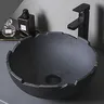 Évier de Lavabo en Céramique Noire