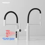 Évier d&rsquo;eau chaude et froide à nervures, affichage numérique de la température à LED, robinet de centre commercial, cuisine extracemballages