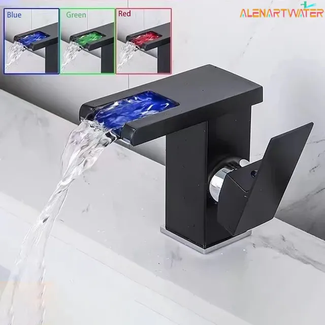 Robinet de lavabo noir LED de luxe – vue 2