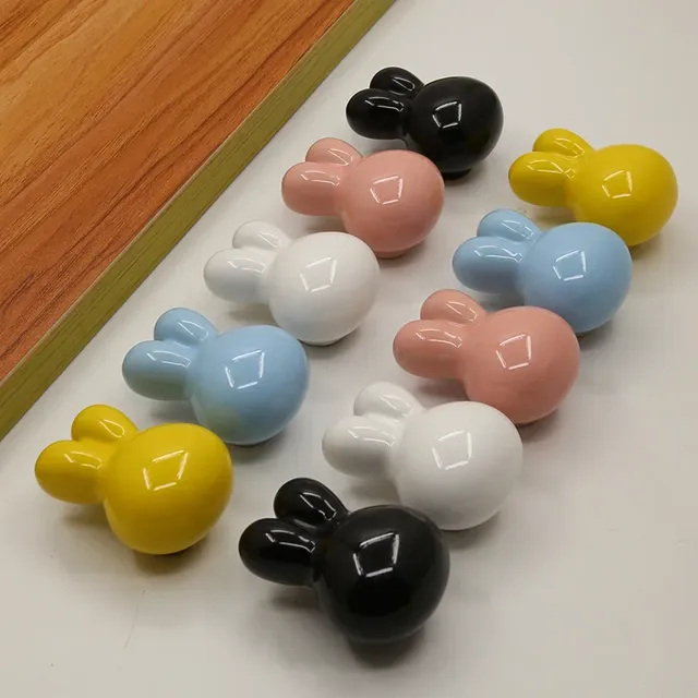 Boutons d'armoire en céramique lapin – vue 2