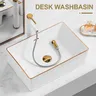 Évier de table en céramique blanche avec bord doré – vue 2