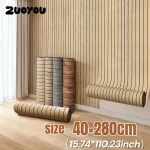 Papier peint auto-adhésif 3D en Grille de Grain de bois, panneaux muraux imperméables épais pour décoration de maison, revêtement mural de salon