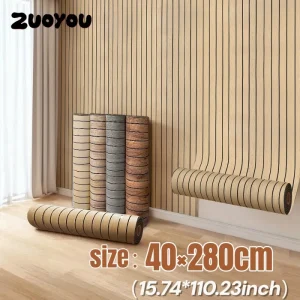 Papier peint auto-adhésif 3D en Grille de Grain de bois, panneaux muraux imperméables épais pour décoration de maison, revêtement mural de salon