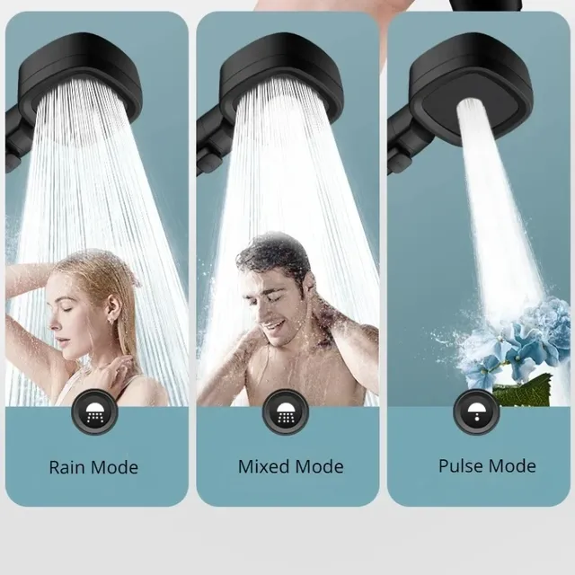 Pommeau de douche pluie noir à grand débit – vue 2