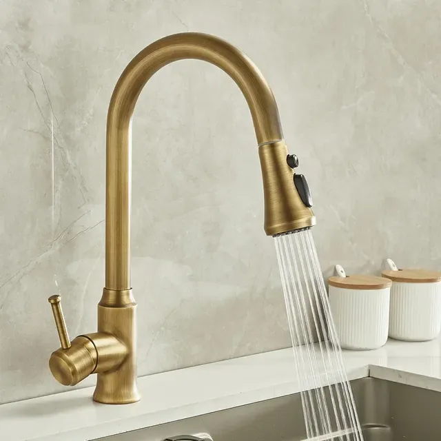 Robinet de cuisine en laiton antique – vue 5