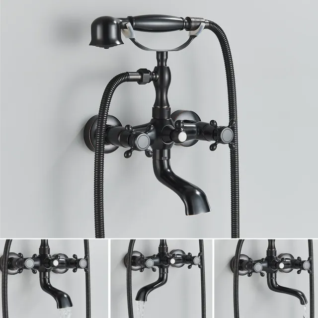 Robinet de baignoire à double poignées pour salle de bains – vue 2