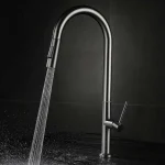 Robinet de cuisine extractible en acier inoxydable 304, double contrôle chaud et froid, débit d&rsquo;eau haute pression, robinet d&rsquo;évier de cuisine