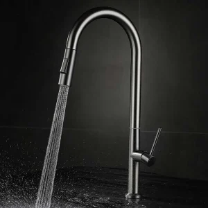 Robinet de cuisine extractible en acier inoxydable 304, double contrôle chaud et froid, débit d’eau haute pression, robinet d’évier de cuisine Robinet de cuisine extractible en acier inoxydable 304, double contrôle chaud et froid, débit d’eau haute pression, robinet d’évier de cuisine