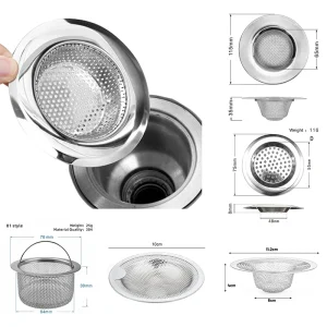 Évier de cuisine filtre en acier inoxydable égout maille crépines salle de bain sol Drain cheveux déchets filtre lavabo douche évier crépine
