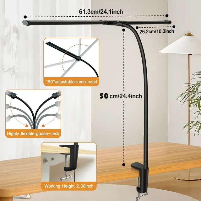 Lampe de bureau LED à Double tête – vue 5