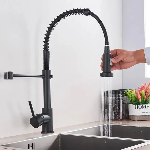 Robinet de cuisine extractible noir mat – vue 5