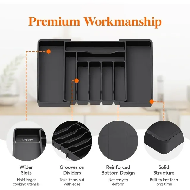 Organisateur tiroir extensible couverts ustensiles… – vue 3