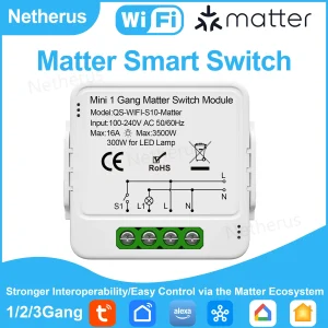 Matter WiFi Module de commutation intelligent relais disjoncteur domotique intelligente collaboration avec Homekit/Alexa/Google/smartTings