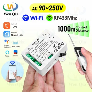 Tuya WiFi RF interrupteur de moteur intelligent interrupteur de lumière 110V 220V 230V 10A 2 canaux portée de 1000m Alexa Google Home, pour ventilateur de moteur de lampe