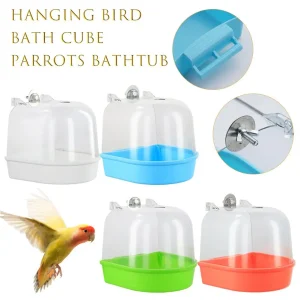 Bain d’oiseaux pour le nettoyage des cages, fournitures pour animaux de compagnie, baignoire pour oiseaux calopsitte avec crochets suspendus, Cube de bain d’oiseaux suspendu transparent en acrylique Bain d’oiseaux pour le nettoyage des cages, fournitures pour animaux de compagnie, baignoire pour oiseaux calopsitte avec crochets suspendus, Cube de bain d’oiseaux suspendu transparent en acrylique
