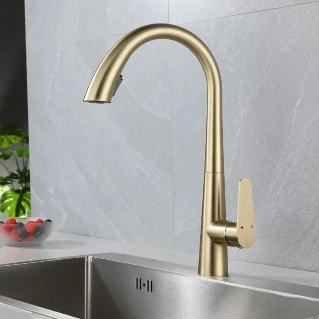 Robinet de cuisine en acier inoxydable doré – vue 4