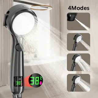 Pommeau douchette main noire mat poignée ergonomique tête ronde…