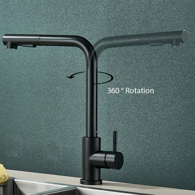 Robinet de cuisine extractible noir SUS404 – vue 2