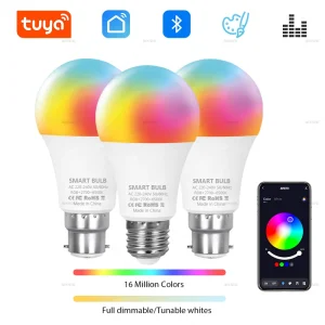 Tuya – ampoule LED Bluetooth, variable 15W 18W E27 B22 220V RGBCW, lampes à changement de couleur, application Smart Life, contrôle de groupe, synchronisation du rythme musical Tuya – ampoule LED Bluetooth, variable 15W 18W E27 B22 220V RGBCW, lampes à changement de couleur, application Smart Life, contrôle de groupe, synchronisation du rythme musical