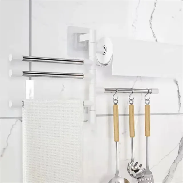 Porte serviettes mural aluminium argent mat bras… – vue 3