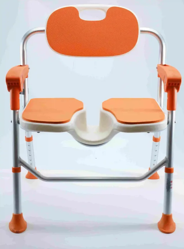 Chaise douche pliante aluminium plastique orange… – vue 4