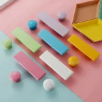 Poignées de meuble de cuisine noires, boutons de meuble colorés pour chambre d&rsquo;enfants, quincaillerie pour porte de placard
