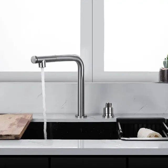 Robinet d'évier de cuisine extractible en acier inoxydable – vue 2