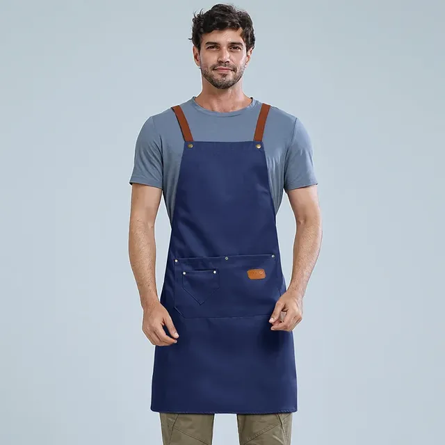 Tablier cuisine imperméable toile polyester noire genou… – vue 3