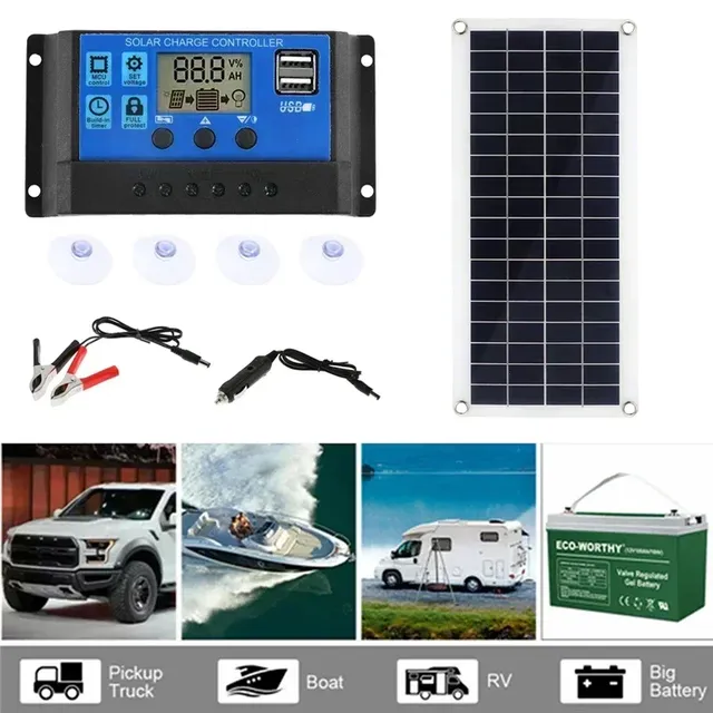 1000W panneau solaire 12V cellule solaire 10A-100A… – vue 2