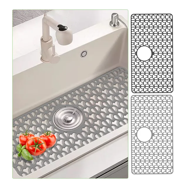 Tapis d'évier de cuisine en Silicone avec trous de… – vue 5