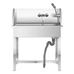 Baignoire de toilettage en acier inoxydable pour animaux de compagnie, machine à laver portable pour chiens avec escaliers, petite taille