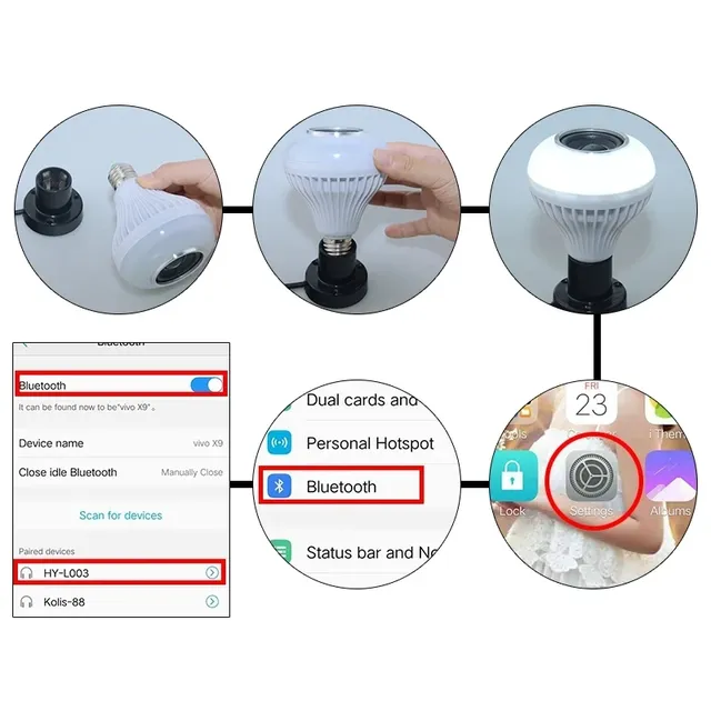 Ampoule de musique avec haut-parleur Bluetooth… – vue 5