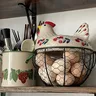 Panier oeufs poule céramique couvercle amovible peint… – vue 2
